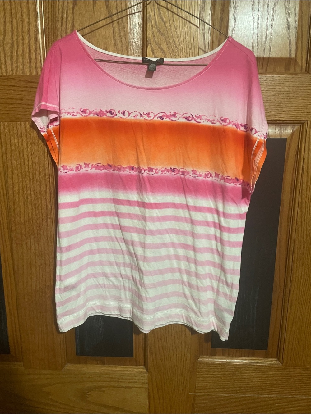 Women's Ralph Lauren Jeans Co. Pink & Orange Striped Tee. Woman’s L